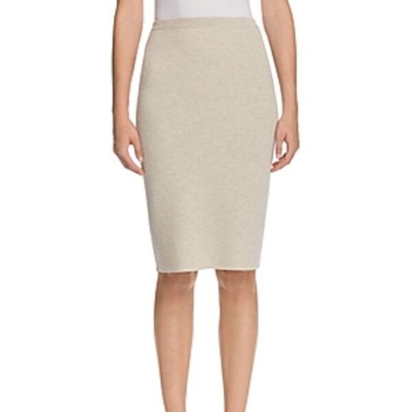 NWT Eileen Fisher Knee Length Wool Crepe Knit Skirt Sea Salt